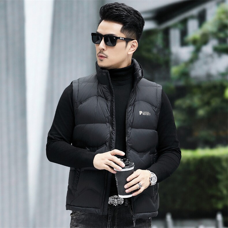 B8012钱塘2020-3时尚休闲冬季厚款简约中年男士羽绒服马甲P158,男装羽绒服,钱塘207-3