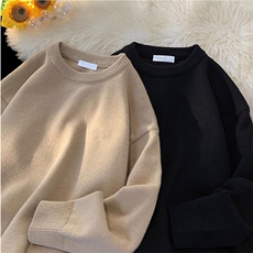 重磅秋冬男女纯色打底针织衫圆领套头半高领毛衣美式复古休闲上衣，男装T恤，电商A443