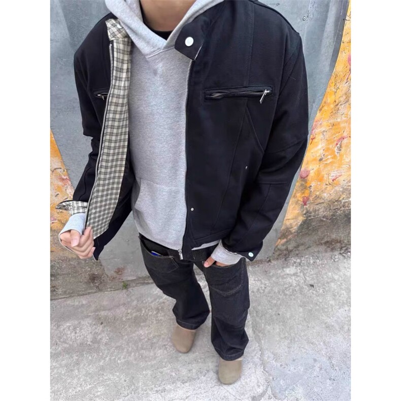 高品质格子撞色夹克外套D328-JK02-P85特,男装夹克,电商D328
