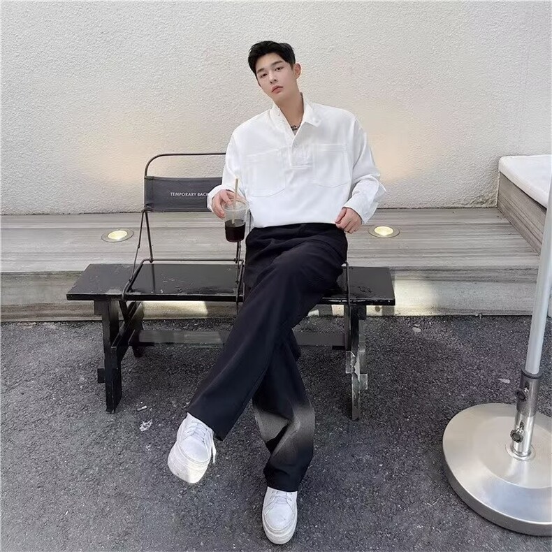 春秋简约小众设计轻奢感衬衣百搭韩范上衣男很仙的网红衬衫帅气潮,男装衬衫,星座506A