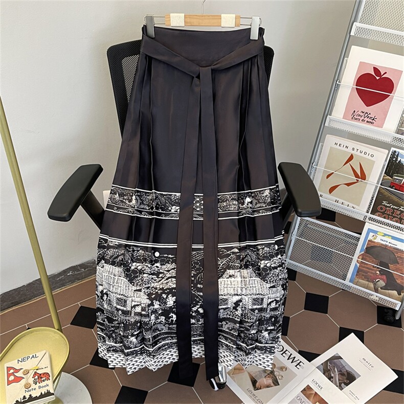 新中式风汉服马面半身裙男女款夏季潮牌宽松长裙KZ470-P48，女装半身裙，星座308B-1