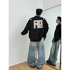 棒球服夹克男女韩版潮流字母刺绣百搭2026春季ins外套W6506-P63，男装夹克，星座412-2