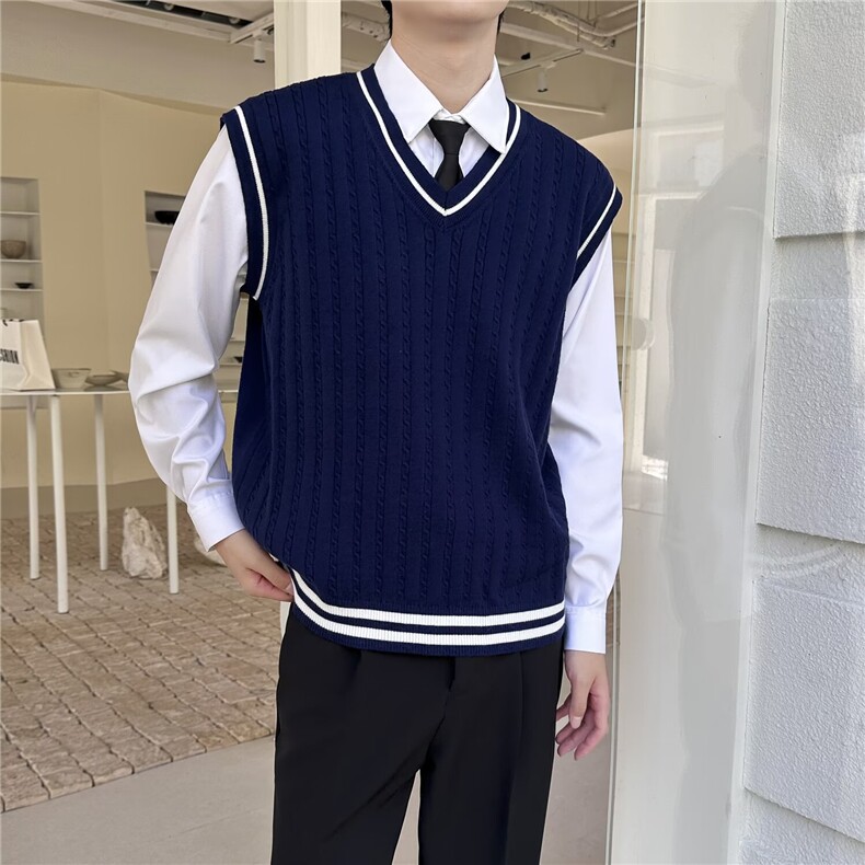 学院风V领毛衣马甲男款秋冬季美式针织衫潮流叠穿情侣背心,男装背心/马甲,星座410-6（原星座1304-1）