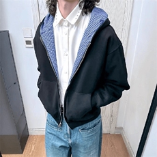 抖音得物高品质二开26春季美式潮牌两面穿连帽卫衣开衫男女外套，女装短外套，电商A486