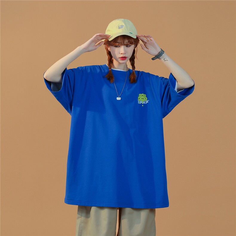 2023夏季新款可爱卡通笑脸印花中性后口袋短袖T恤T796/P35控48,男装T恤,电商A148-1