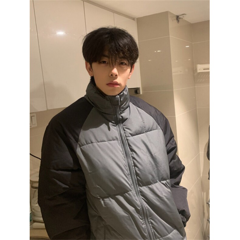 A451-P95 冬装外套港风撞色立领棉衣上衣棉服男女同款图片