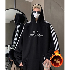 抖音得物供货提供视频秋冬重磅美式宽松织带连帽卫衣04195，男装卫衣，电商A486