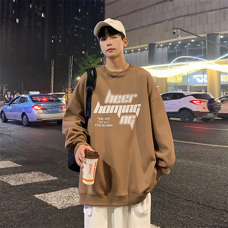 Y5041P30春款港风圆领卫衣男宽松长袖T恤打底衫外套,男装卫衣,星座1204-3