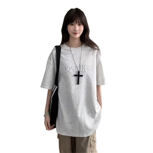 夏季美式高街cleanfit凹凸字母钢印短袖货号T25182P35图片