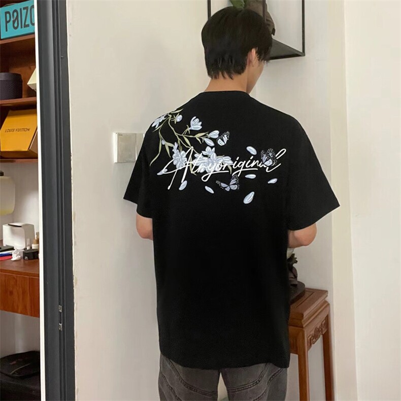 万针全刺绣解构设计260克重磅双纱纯棉高品质美式高街短袖T恤特35,男装T恤,电商A486