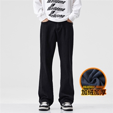 微喇牛仔裤男款秋冬加厚美式高街休闲直筒长裤J8065-P45/加绒P55，男装牛仔裤，星座509