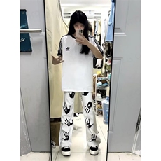 2026水墨手掌印花白色牛仔裤高街hiphop潮炸街长裤K71126-P45网图，男装牛仔裤，电商B245