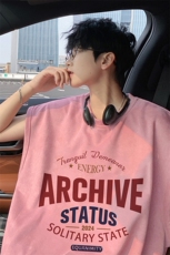 ！2025夏季新款男士麂皮绒无袖T恤百搭情侣背心TLBX25P18，男装T恤，电商B220