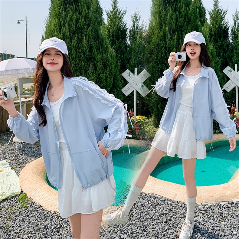 韩系设计感蕾丝防晒衣女轻薄透气夏季2025新款洋气减龄宽松防晒服，女装防晒衣，蝶眷