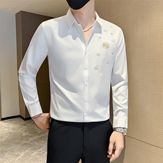 白社会小伙店主风秋冬刺绣长袖衬衫301A-1/CS505/P55，男装衬衫，星座301A-1