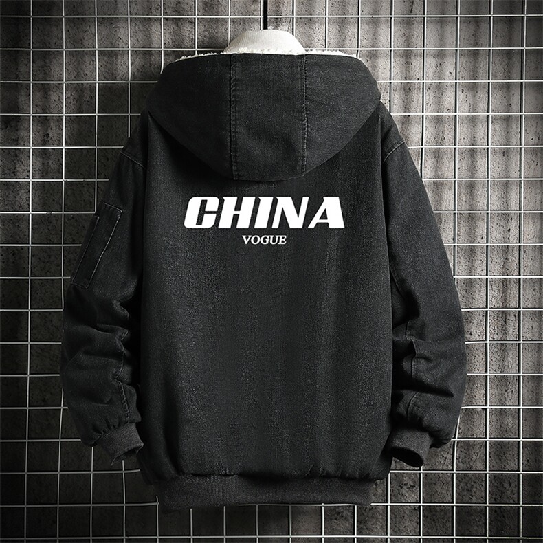 NM53001-P140 牛仔外套男大码加厚加绒衣男羊羔毛服男 网格图片
