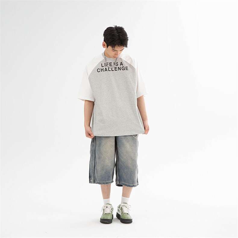 南夏乔装2025夏季新款日系复古水洗做旧休闲七分裤潮流直筒短裤男,男装牛仔裤,电商S006（B521）