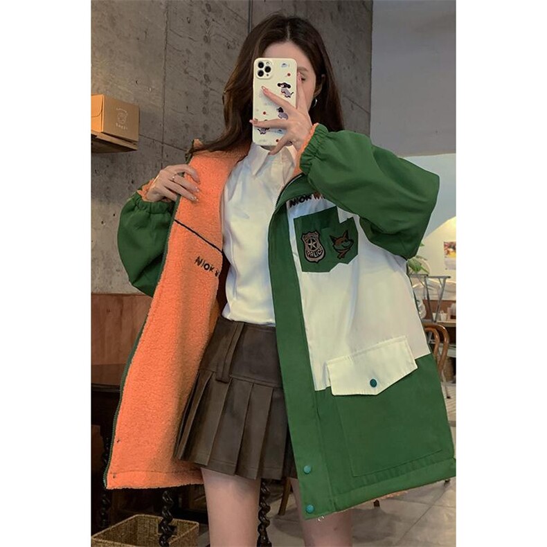 双面穿棉服冬季撞色立领外套宽松新款羊羔毛学院风棉衣c777-p115,男装棉衣,星座911-2(原星座613-2）