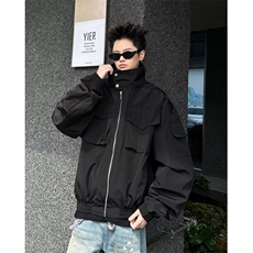 机能风工装外套男春秋休闲美式痞潮牌宽松短装宽松夹克W6519-P67，男装夹克，星座412-2