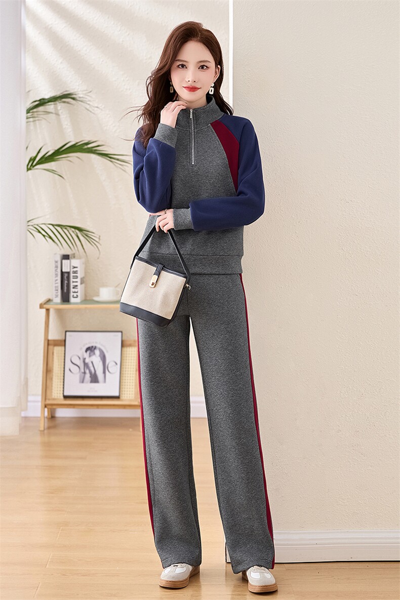 高级感休闲运动套装女春秋两件套2025新款洋气减龄撞色穿搭一整套,女装套装/套裙,梦依杭