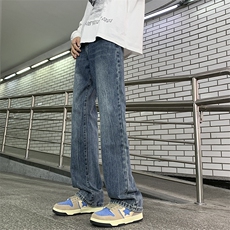 美式复古做旧微喇牛仔裤高街宽松水洗直筒裤D321NK946P60，男装牛仔裤，电商D321