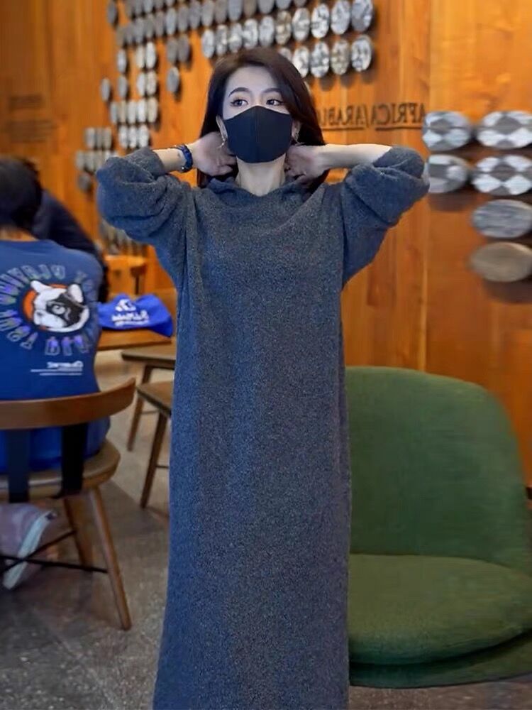 连衣裙女秋冬时尚气质百搭中长款潮流显瘦裙子,女装连衣裙,恩泰羊绒