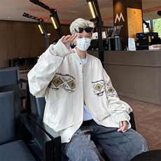 港风文艺刺绣夹克男春秋宽松潮流长袖外套复古百搭，男装夹克，星座716-3