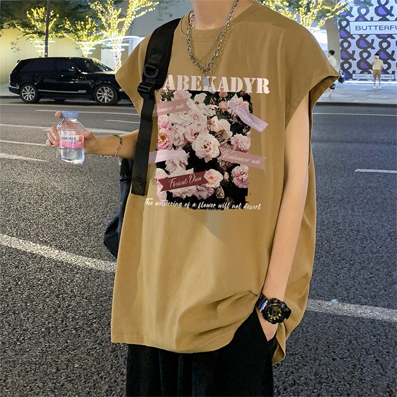数据超好抖音品240克重磅欧美式潮牌水洗背心无袖t恤BX395-P35,男装T恤,电商A486