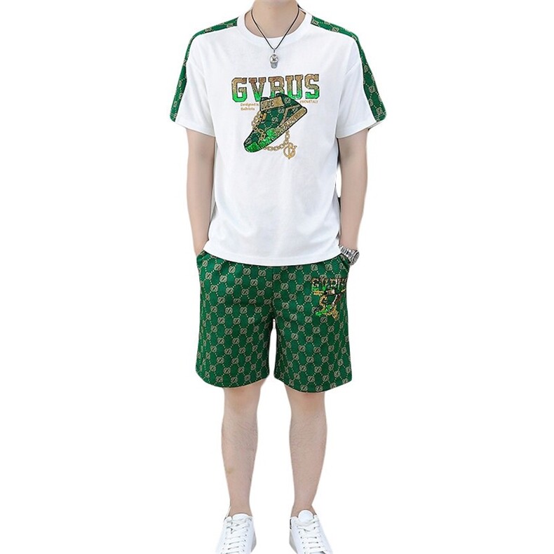 83672-P65欧货短袖t恤休闲套装男潮牌2025夏季新款男士短裤两件套,男装T恤,电商D310B