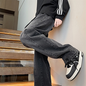 8XL-M牛仔裤秋季加肥加大码痞帅美式高街宽松直筒长裤NZ9007/P65图片