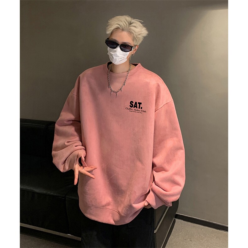 抖音得物供货提供视频秋冬重磅美式麂皮绒圆领卫衣JY370,男装卫衣,电商A486