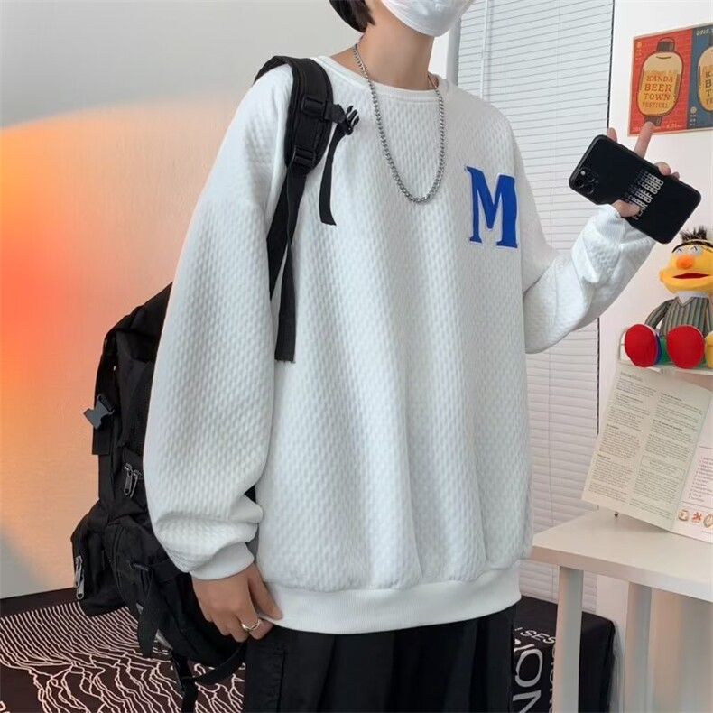 蜂窝格刺绣卫衣男韩版潮流痞子帅气2023秋冬新款ins外套WB096-P28,男装卫衣,星座412-3
