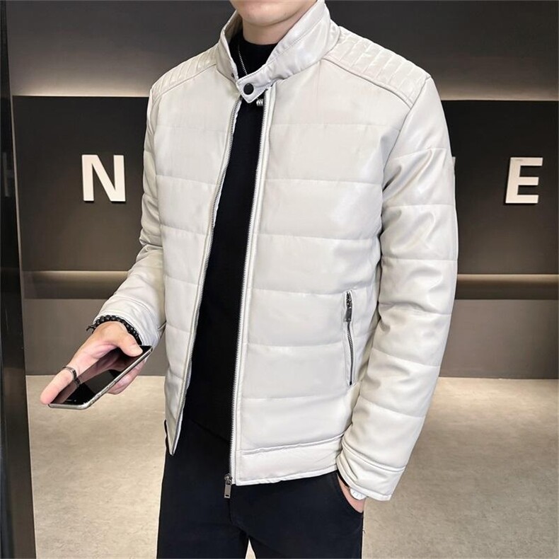 68707-P115pu皮棉衣男士冬季加厚棉服韩版机车皮夹克外套冬装,男装夹克,电商D310B-1