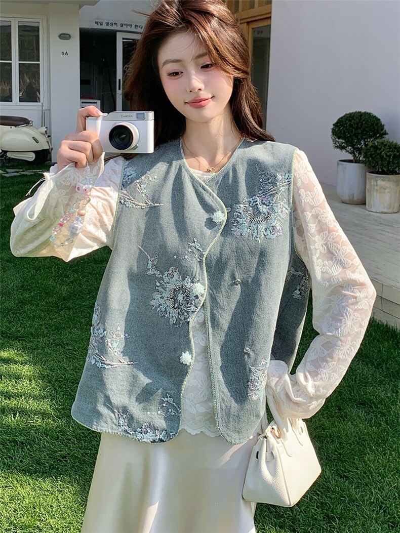 现货新款牛仔马甲套装2B114-P215-K358,女装牛仔外套,网红馆
