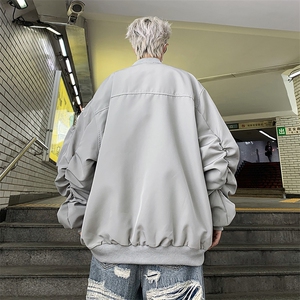 美式街头设计感飞行服外套男女春秋宽松不规则工装夹克J8529-p58图片