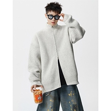 重磅秋冬北极绒双拉链毛衣开衫美式复古休闲慵懒风宽松针织衫外套，男装针织衫/毛衣，电商A486-1