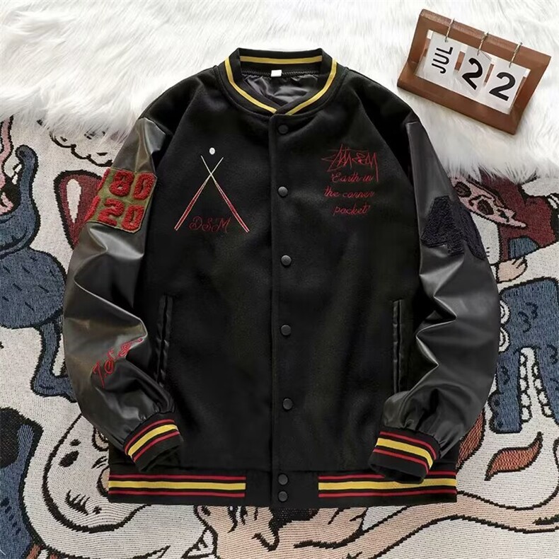 春秋欧美高街男夹克地球刺绣情侣装宽松棒球服潮牌外套JK112P74,男装夹克,星座1013-5