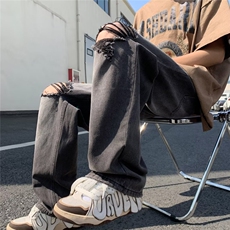 chic潮流破洞牛仔裤宽松休闲直筒裤N08044-P45，男装牛仔裤，星座308B-1