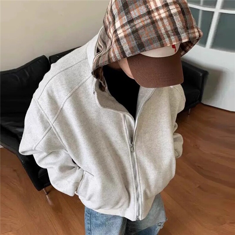 美式秋冬季2024假两件格子连帽棉服男女同款复古街头拉链上衣外套,男装夹克,星座506A