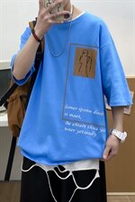 短袖半袖休闲港风t恤打底衫五分袖男士A210-A8322-P28控48，男装T恤，星座210-3
