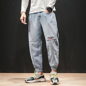 2021马切达日系秋季新款大码束脚宽松九分牛仔裤男K299-P50图片