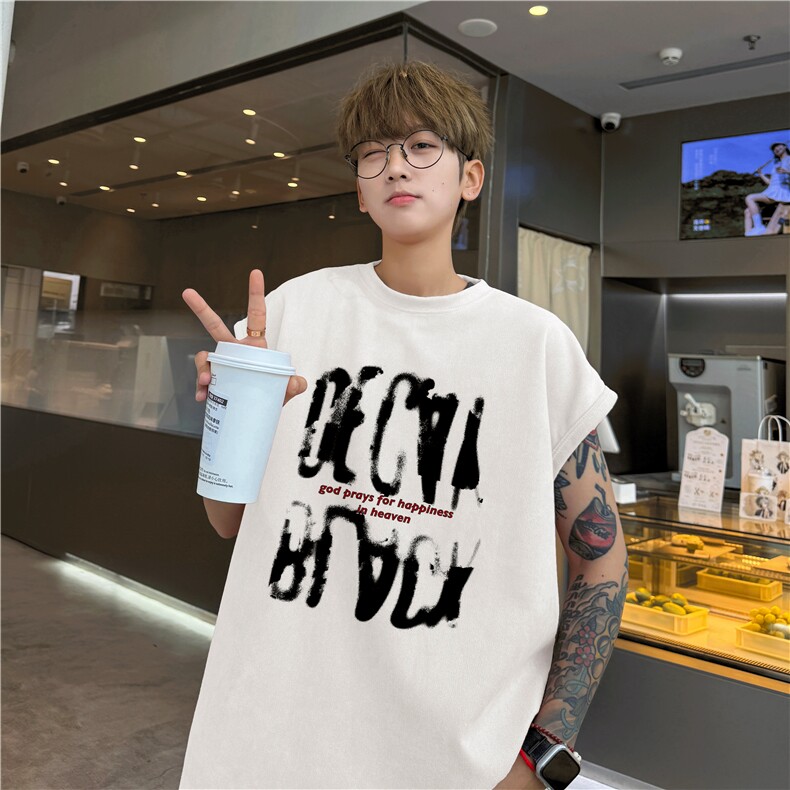2025夏季新款潮流字母印花麂皮绒多色背心bxjp334-特批19控38,男装背心/马甲,星座605(原A050)