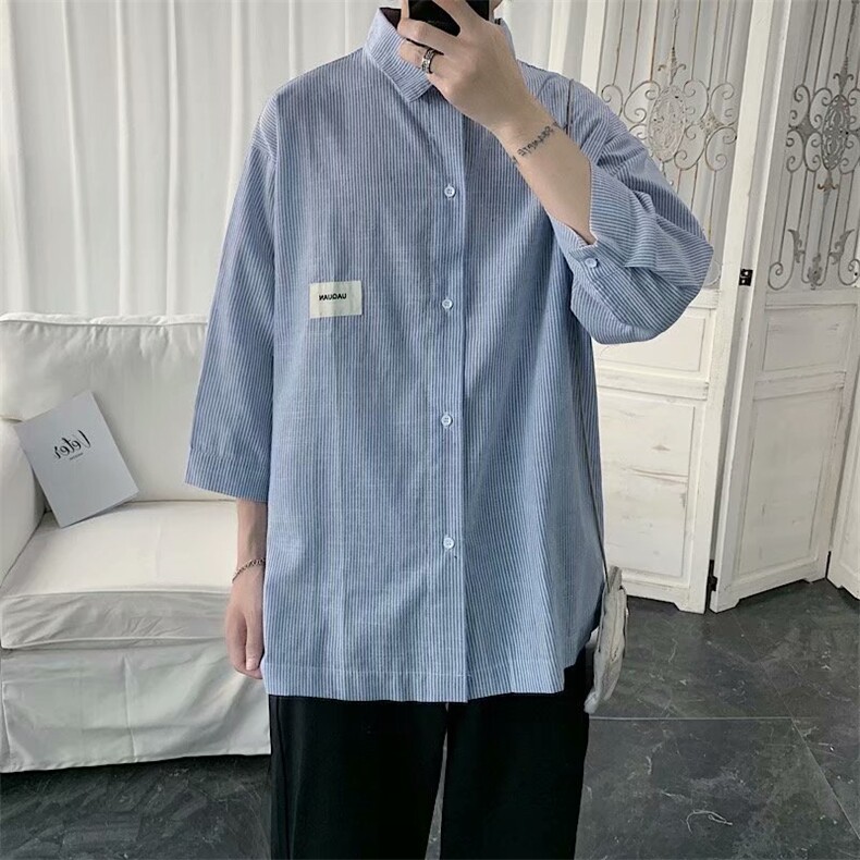 七分袖衬衫春款男港风潮流C29P32图片