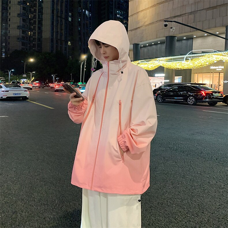 港风上衣渐变多拉链夹克宽松落肩拼色棒球服外套JK830P75,男装夹克,星座1204-3
