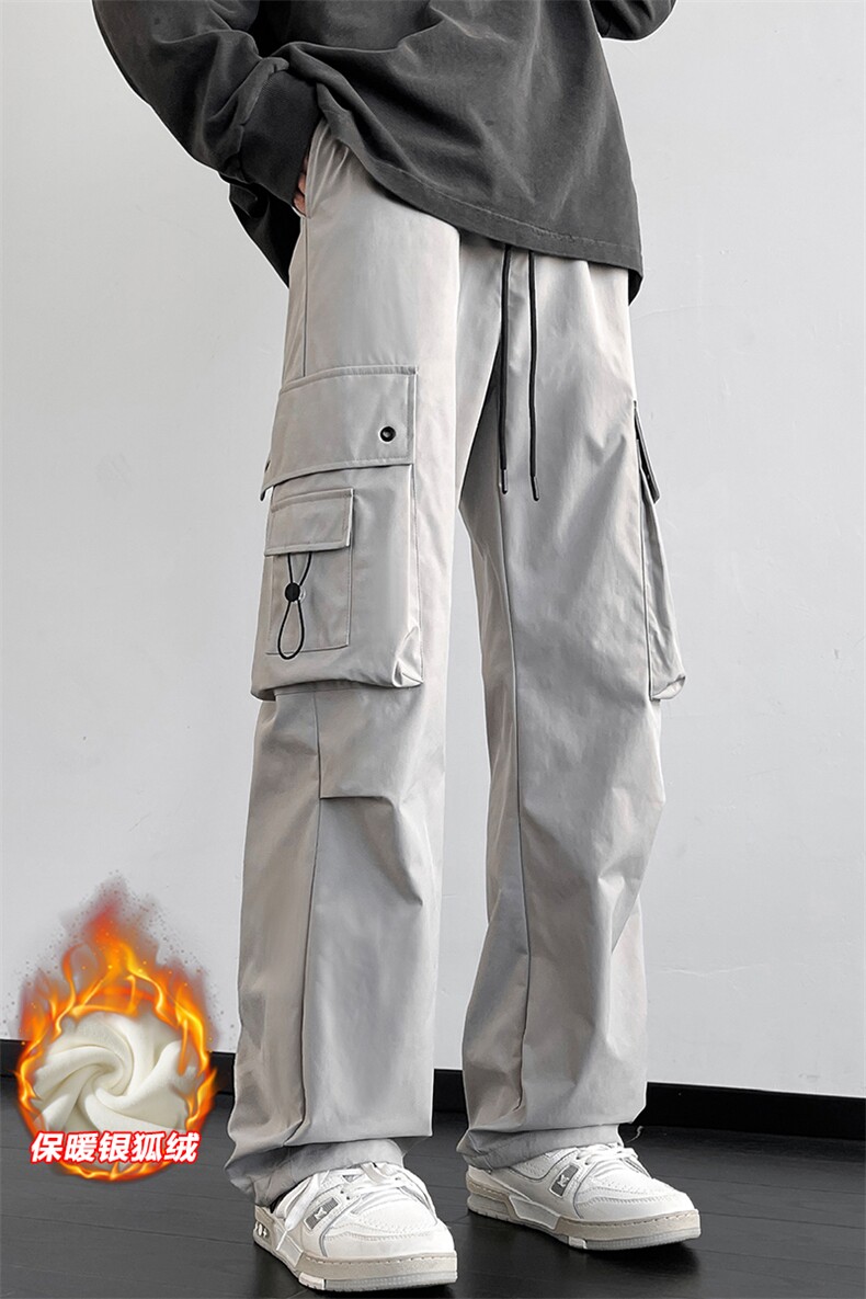 百搭潮流工装裤男加绒银狐绒机能防水伞兵裤K1317J加绒-特P45控88,男装工装外套,电商A001