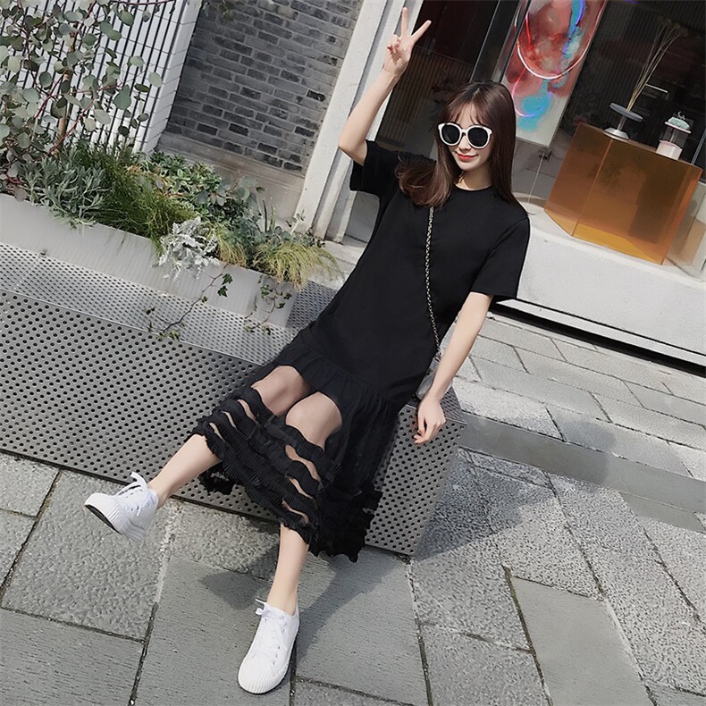 大货已出！网纱拼接连衣裙8505A-6618,女装连衣裙,依依服饰
