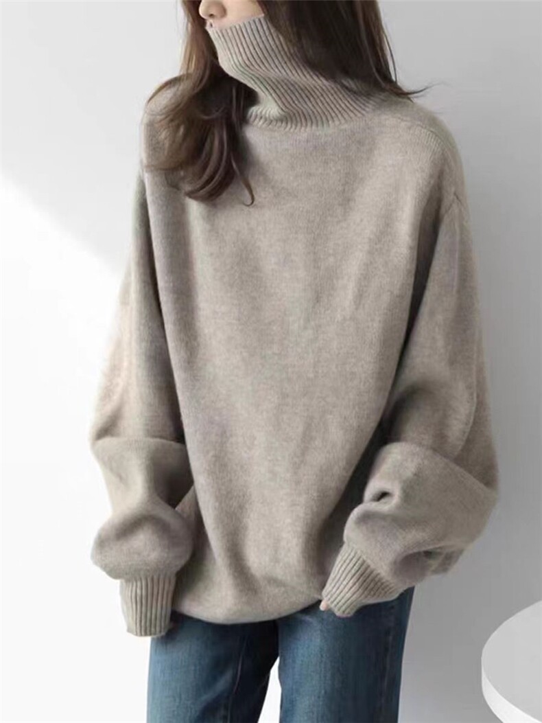 秋冬新款纯色针织高领针织套头上衣时尚百搭，女装针织衫/毛衣，冀清阳荣