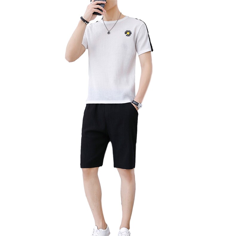 男休闲套装夏季短袖T恤青少年学生韩版潮流五分短裤男两件套T777,男装休闲套装,星座1206（原A206）