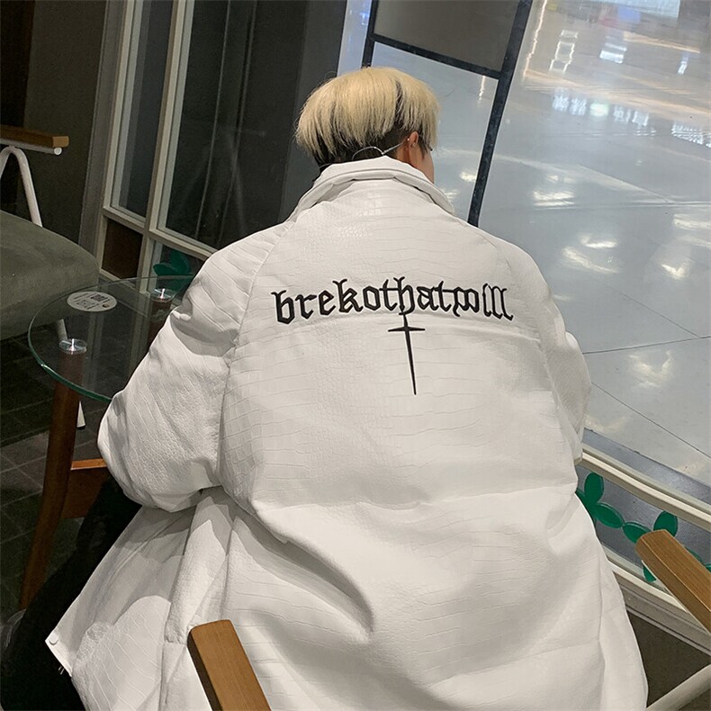 刺绣羽绒棉服冬季PU皮衣鳄鱼面包服男外套PM2311P80,男装皮衣,星座1904A-1