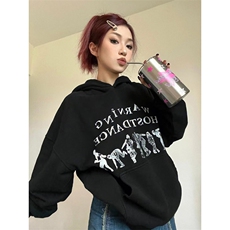 C376-P55美式复古人像印花卫衣秋冬宽松长袖卫衣上衣男女款潮，男装卫衣，星座617A-2